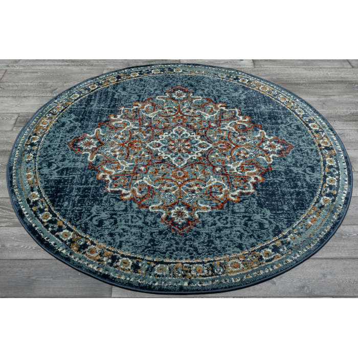 Bungalow Rose Oriental Blue Area Rug Wayfair